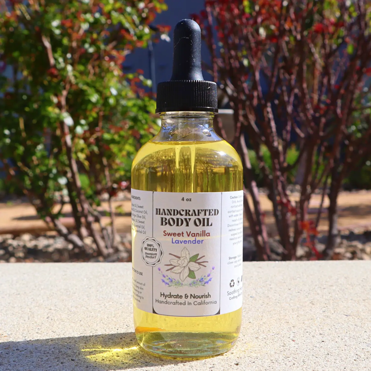 Luxury Handcrafted Sweet Vanilla & Lavender Calming Blend Body & Massage Oil - Lightweight, Gentle, Hydrating, Soothing, Nourishing Glossy Aroma Body Care Product