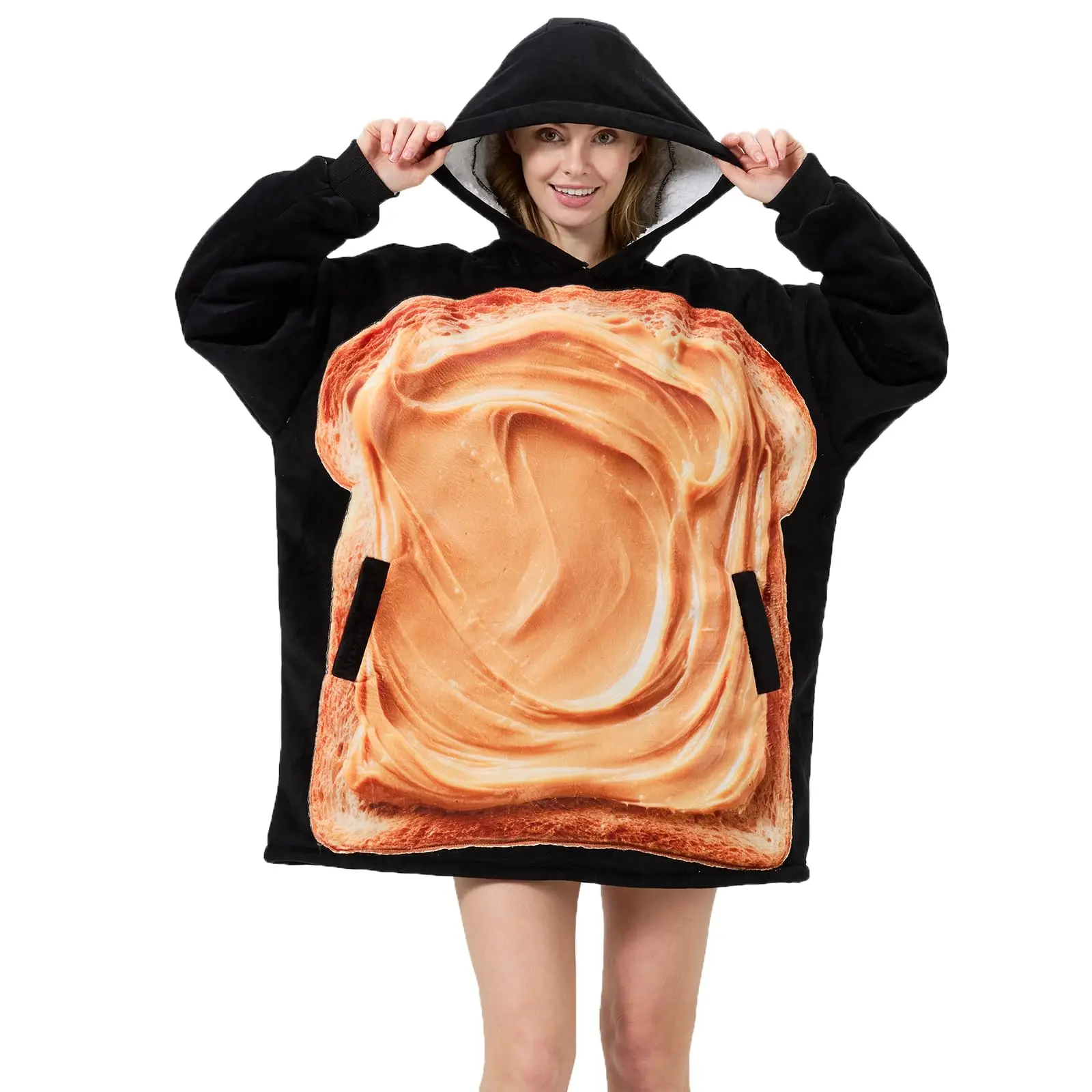 Blanket hoodie — wearable blanket for adults; gifts for women and men; birthday gifts for women, moms, and girls; oversized sherpa hoodie crewneck pullover Open hoodies zip bodysuit