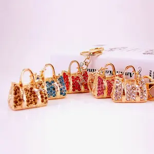 Bling Rhinestone Zinc Alloy Keychain - Sparkling Bag Charm Car Key Ring for Women Gift
