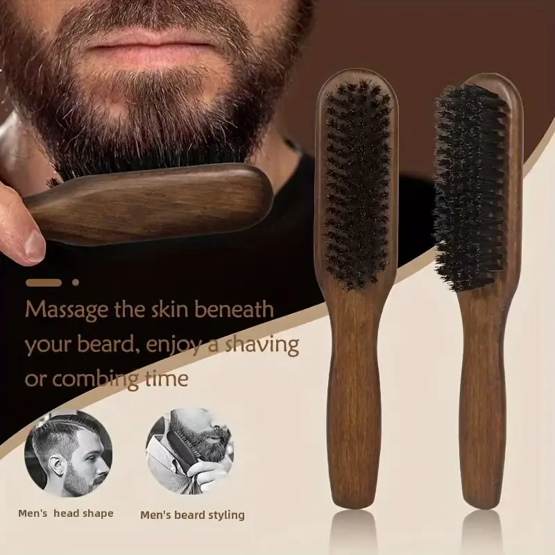Men's Beard Brush & Hair Styling Comb, Multi-Functional Grooming Tool with Fine-Tooth Design for Even Oil Application, Self-Grooming Brush for Home and Travel Use, Shaving Brush, Beard Grooming Tools