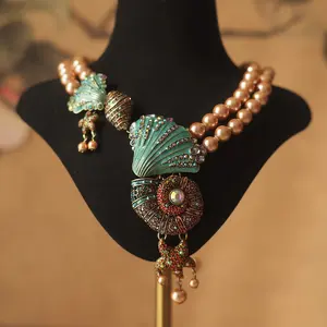 Vintage Neckl with High-End Conch Shell Drop and Collarbone Chain, Short Sweater Accessory