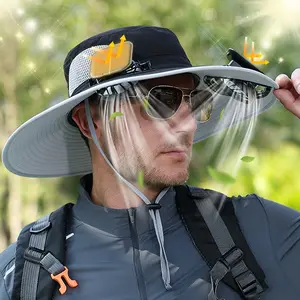Solar Fan Hat with Wide Brim, Two Solar Sun Protection Fans, USB and Solar Powered, Ideal for Outdoor Activities, Solar Fishing Hat