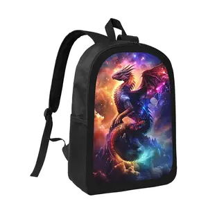 Nebula Storm Dragon Backpack |   Lightweight High Capacity School Bag with Adjustable Shoulder Strap, Durable Fabric, Vivid Cosmic Dragon Print, Secure Zip Closure for Boys and Girls, Casual Day Bag for School, Travel, Everyday Use, For Teenager