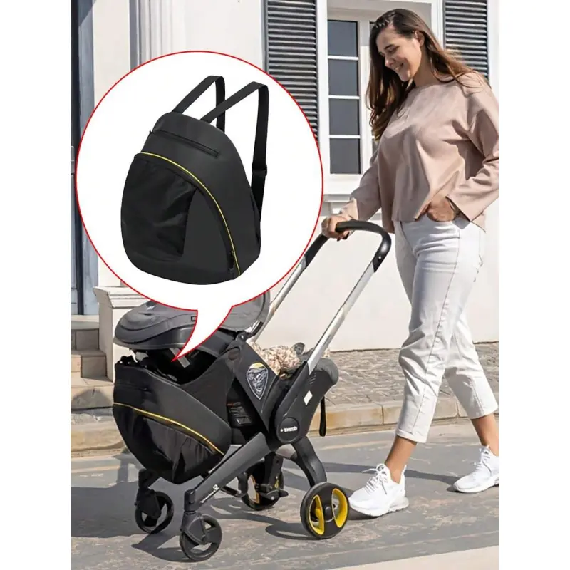 Baby Stroller Organizer Bag Black Oxford Fabric Large Capacity Convertible Hook Handbag Backpack Diaper Bag All-Season Fit Doona FooFoo 4-In-1 Strollers