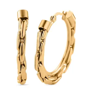 Shop LC Hammer Circular Hoop Earrings in ION Plated Yellow Gold Stainless Steel