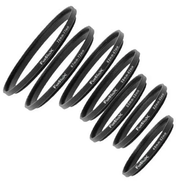 Fotodiox 7-Piece Step-Up Ring Set - Anodized Aluminium Camera Lens Filter Adapters with 58mm-62mm, 62mm-67mm Sizes & Standard Pitch, Camera Photography Accessories