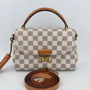 Pre-owned Louis Vuitton leather Crossbody Bags Damier Azur Croisette Handbag With Strap
