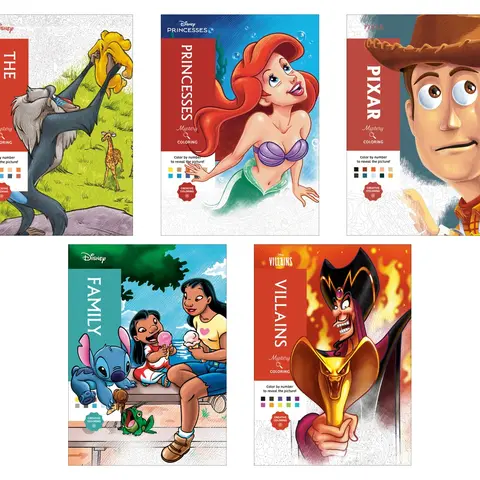 Disney Mystery Coloring 5-Book Collection - Complete Color by Number Set