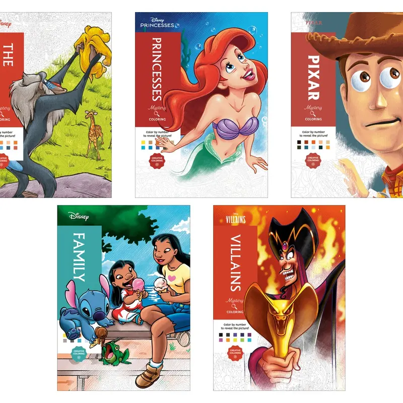 Disney Mystery Coloring 5-Book Collection - Complete Color by Number Set