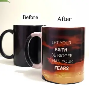 Heat Color Changing Mug with Jesus Quote – Let Your Faith Be Bigger Than Your Fears – Reusable Christian Drinkware Cup