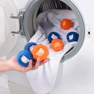 3Pcs Hypoallergenic Hair Remover Laundry Balls for Pet Owners Blue & Orange Reusable Catcher for Washing Machine & Dryer Clothes Cleaner