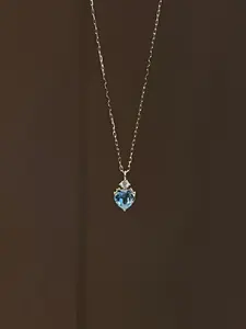 Elegant Sky Blue Heart Necklace, Unique Blue Waterdrop Pendant, Clavicle Chain, Zirconia Necklaces, Perfect Gift for Daily Wear & Holidays, Zircon Stones Necklace