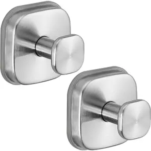 Reusable Suction Cup for//Shower - Wet-for Towels, Robes, Loofah&Wreaths/No Mounting on, Tile, (2, Brushed Nickel)