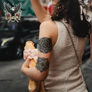 Dafuou Large Mandala Temporary Tattoo Patch, Intricate Art Design for Body Decoration, Skin-Friendly and Safe for Parties