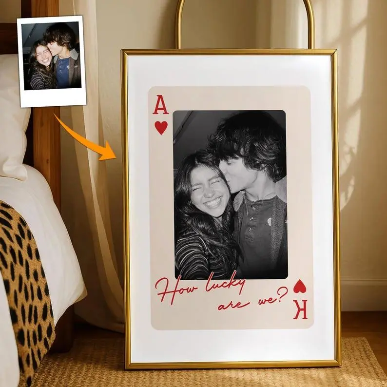 Custom Couples Playing Card Photo Poster, Personalized King and Queen Poster, Gift For Boyfriend or Girlfriend, Couples Gift, Digital Print