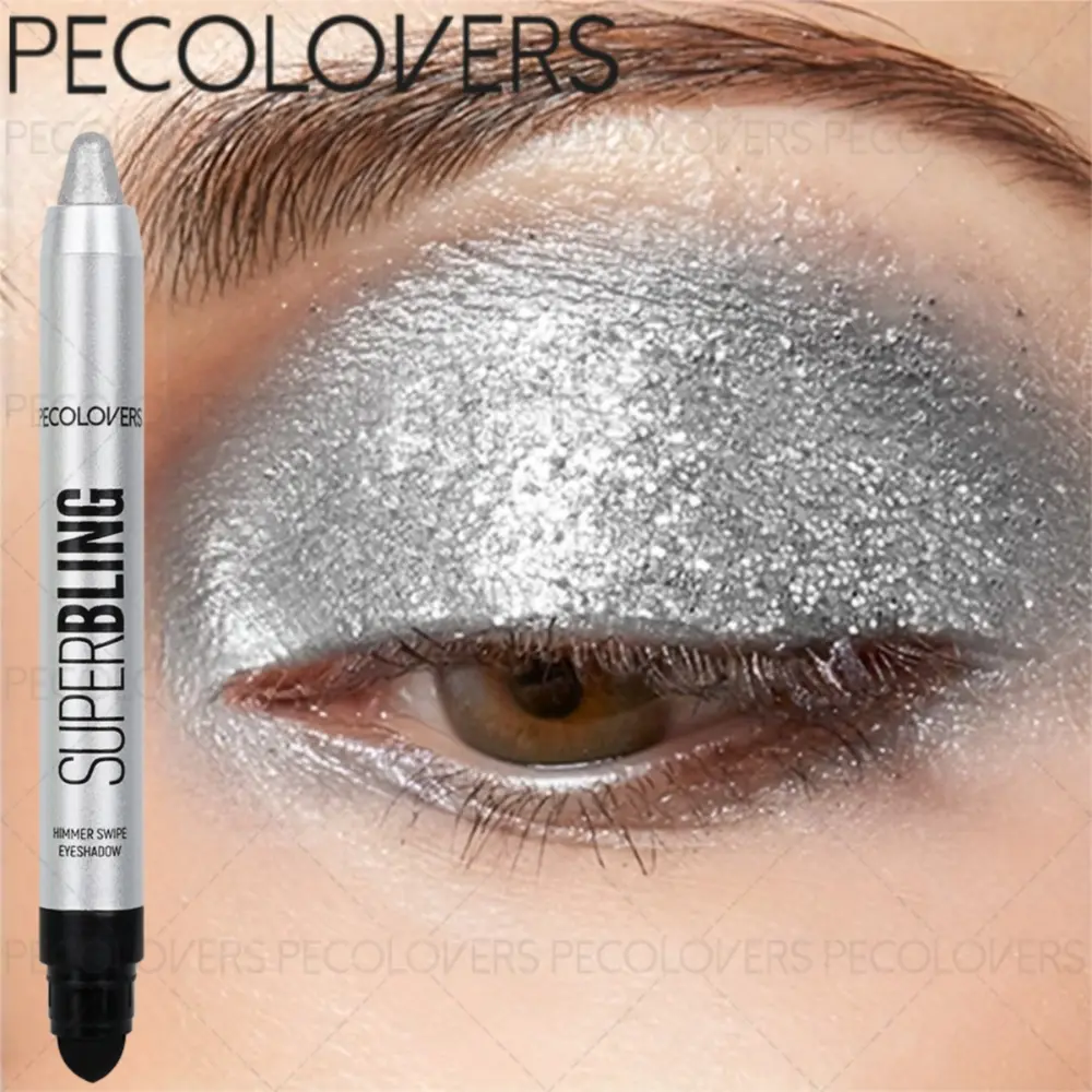 1 Pc Glitter Shimmer Eyeshadow Stick, Blendable Eye Shadow, Quick-Dry Makeup For Daily Commute And Outdoor Activities, Pearl White And Bronze Gold And Taupe Gray, Eye Beauty Essential, Enhance Eye Makeup