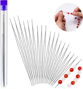 18 Pcs Collapsible Beading Needles, Beading Needles for Seed Beads, Big Eye Seed Beads Needles Set with Bottle