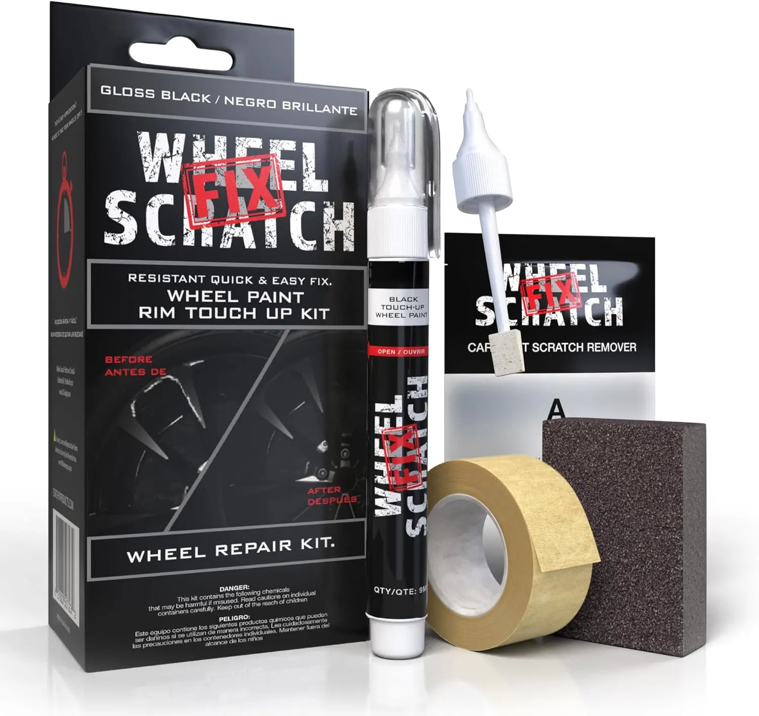 ® Gloss Black Touch Paint for Cars - DIY Alloy Repair Kit, Curb Rash Remover with Fast-Drying Pen - Long-Lasting OEM Finish Car Rim Paint for Scuffs and Chips Home (Gloss Black)