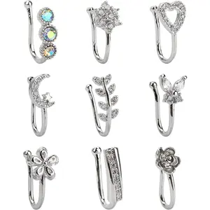 Fake Nose Ring CZ African Nose Cuffs Gold/Silver/Rose Gold Faux Septum Nose Rings Clip on Nose Jewelry for Woman Non Pierced Jewelry