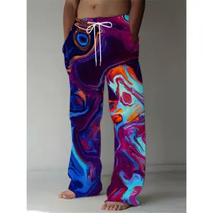 Men's retro style loose straight leg pants - casual drawstring, polyester, machine washable - perfect choice for autumn and winter seasons