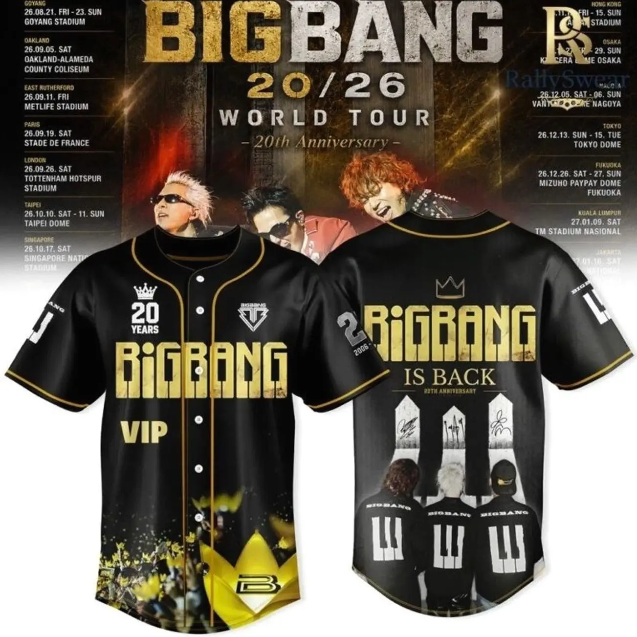 BIGBANG Is Back 2026 World Tour Baseball Jersey 7DJ