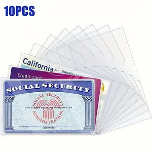 10Pcs Clear Card Sleeves, Waterproof Durable Holder for SSN Medicare Credit ID Cards