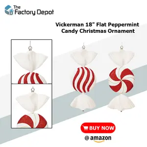 Vickerman 18" Flat Peppermint Candy Christmas Ornament in Multi-Color (Set of 2)
