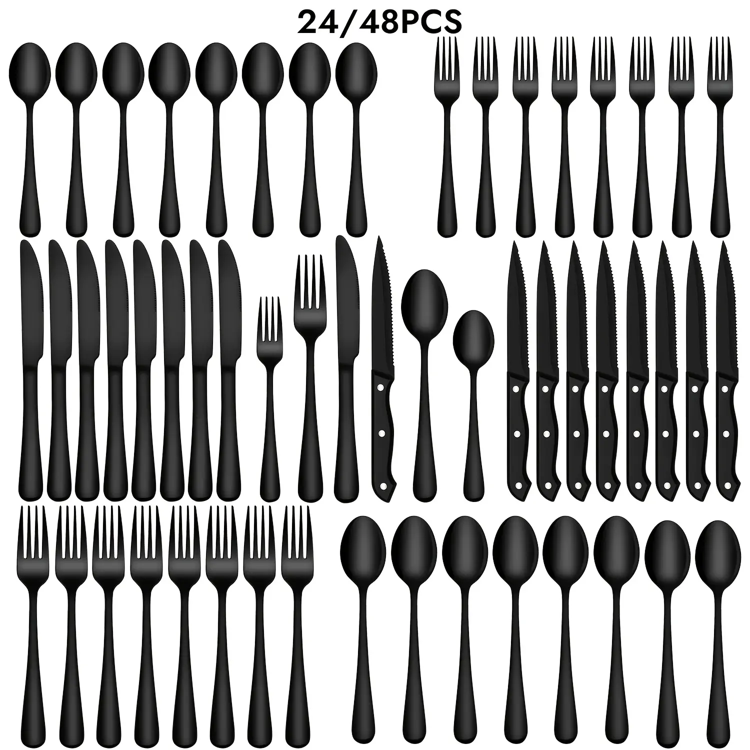 24-Piece Silverware Set, Dinner Set, Stainless Steel Christmas Tableware, Mirror Polished Kitchen Accessories, Dishwasher Safe, Cutlery (silver Color, )