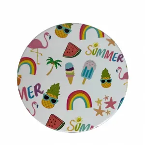 Summer Vibes Summertime Collection    4" Ceramic Coaster  2.6" Ceramic Car Coaster   With Cork Backing    Sublimation    Drinkware