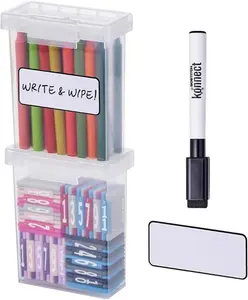 Konnect Storage Containers with Lids, Organizer, Clear Plastic Box, Stackable Nesting Bins, Small, 2 Pack