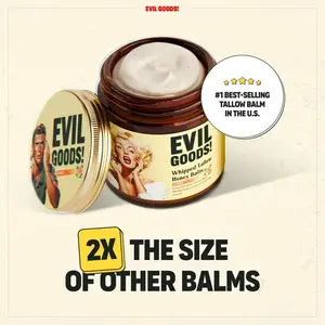 EVIL GOODS Whipped Beef Tallow & Manuka Honey Organic Nourishing Face Cream Moisturizer Body Lotion Skin Care Lip Balm Hydrating Moisturizing 100% Natural Ingredients - Oil