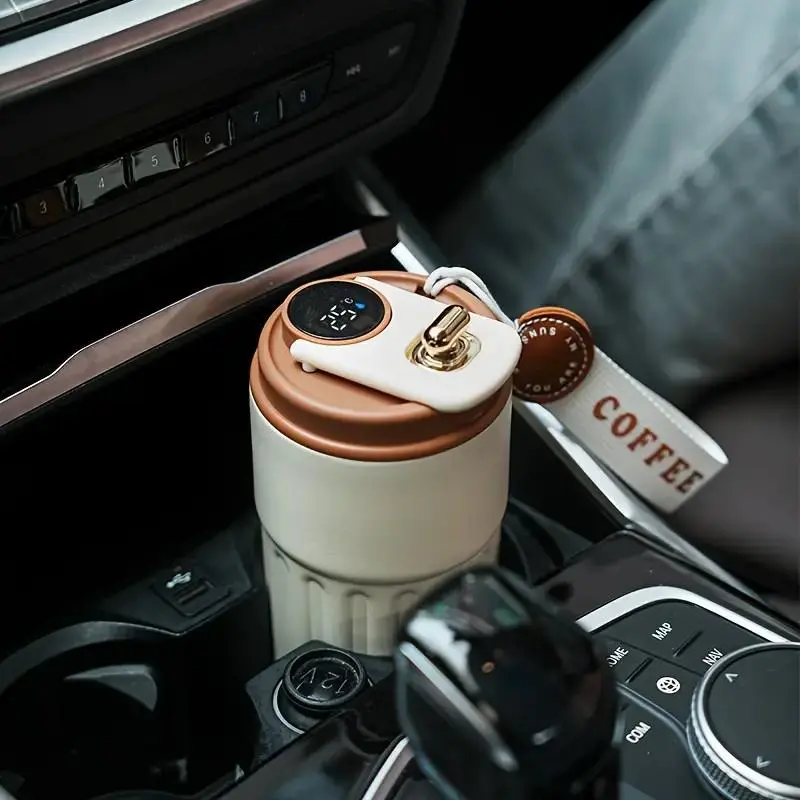 316 Stainless Steel Travel Mug with Temperature Indicator, Perfect for All Seasons, Ideal Gift for Camping, School, Traveling