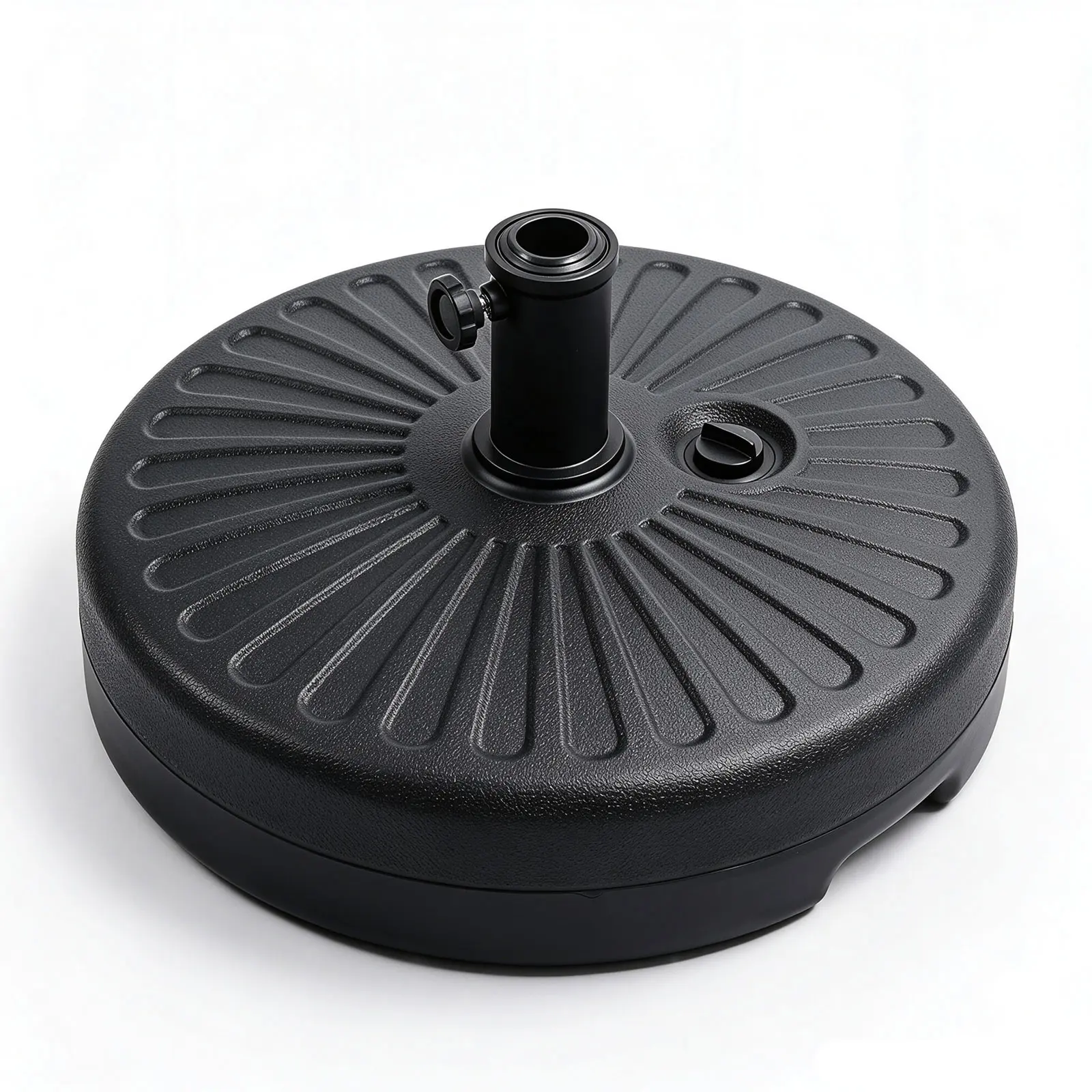 Fillable Umbrella Base Stand Round Sunburst Plastic Patio Umbrella Base Stand, Pole Holder for Outdoor, Lawn w/ 55lbs Weight Capacity, Adjustment Knob