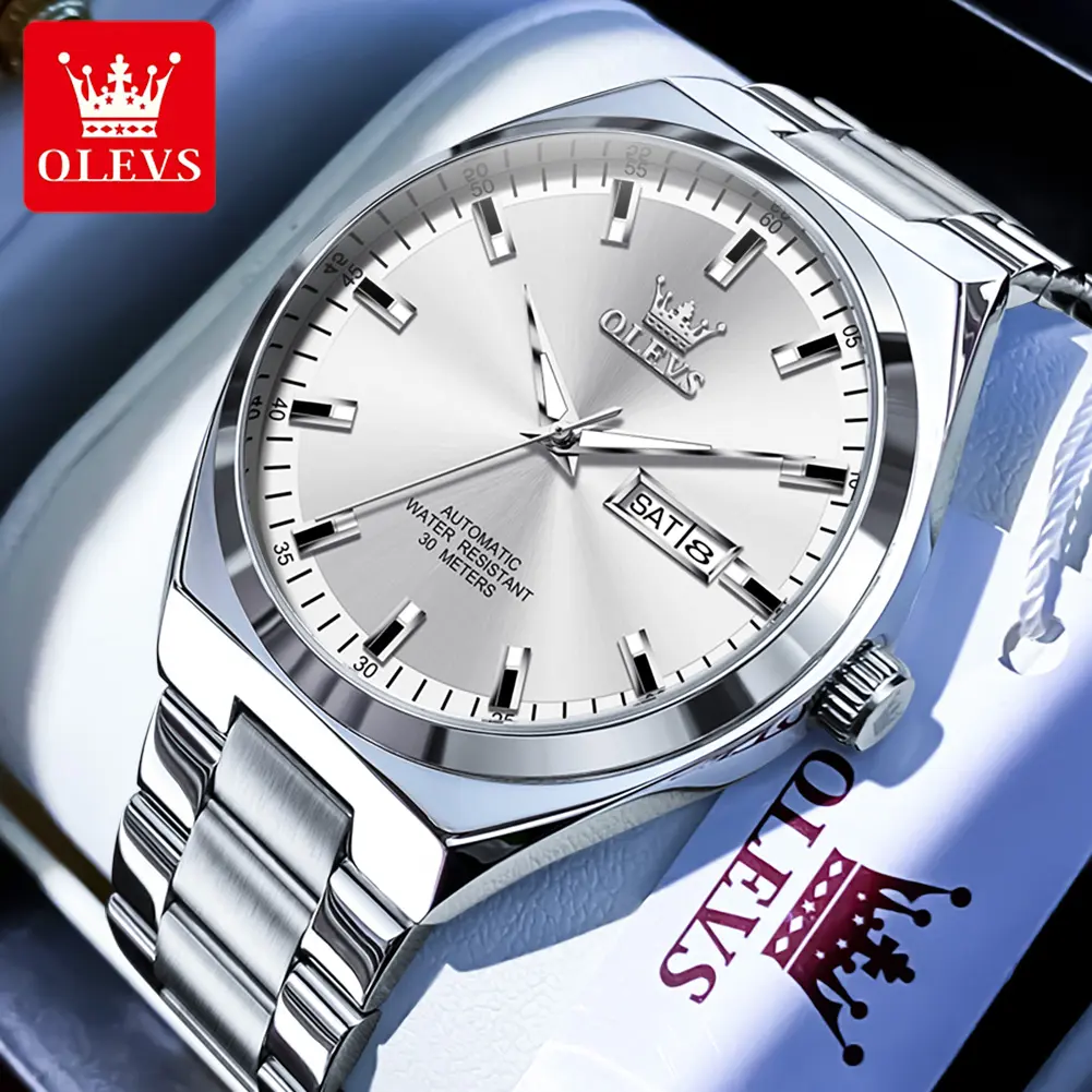 Authentic simple luxury high-end business style fully automatic mechanical watch OLEVS brand flagship trend luminous waterproof men's watch 9907