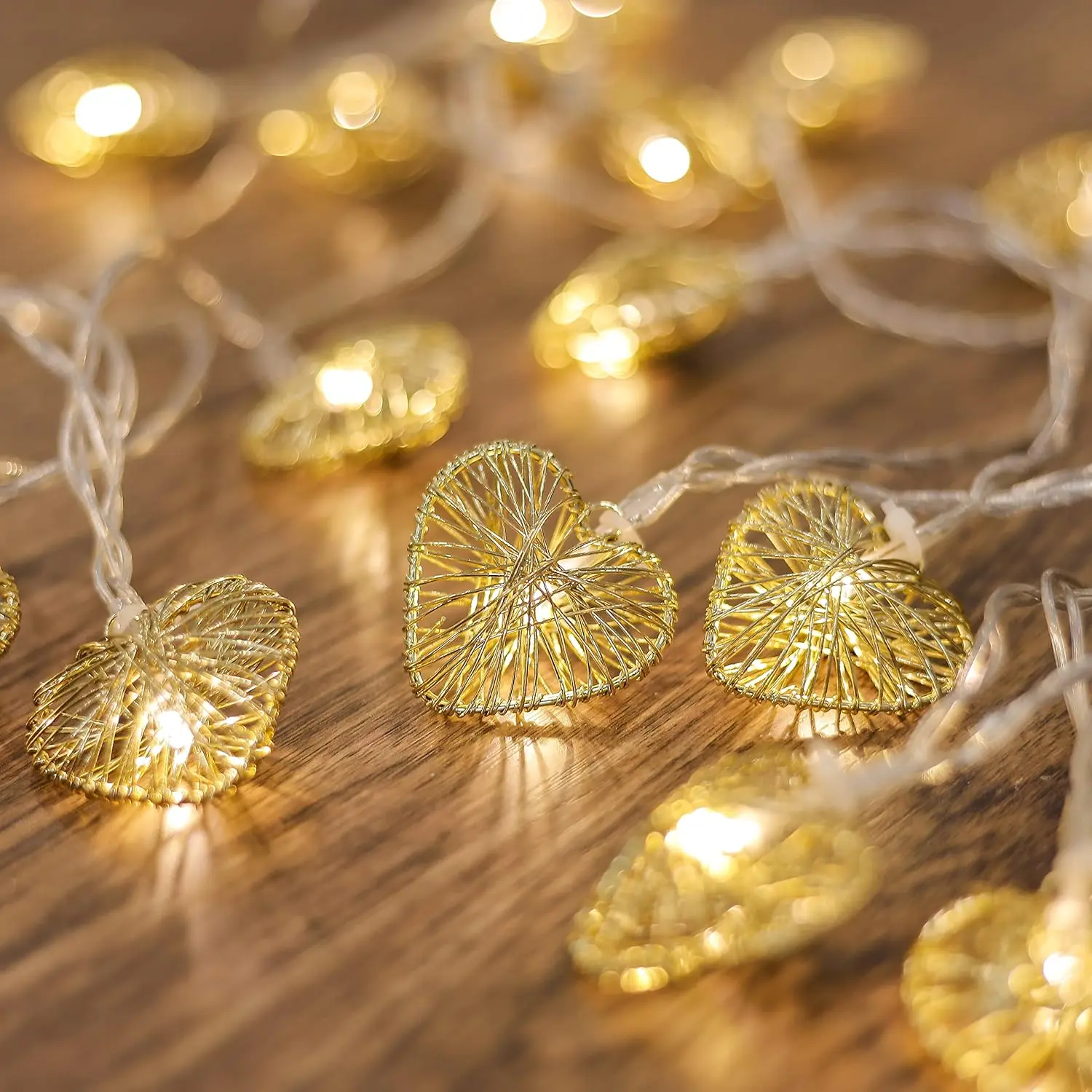 CozyHome Heart String Lights – 23 FT & 20 Warm White LEDs |   Indoor |   Christmas Fairy Lights Engagement Wedding Decoration Table Decoration Fairy Lights