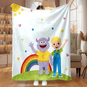 1pc Whimsical Monster Rainbow Friends Flannel Fleece Blanket, Super Soft Warm Cozy Throw for Bed, Couch, Living Room, Travel, Camping, Office, and Home Decor, Perfect Gift Idea.