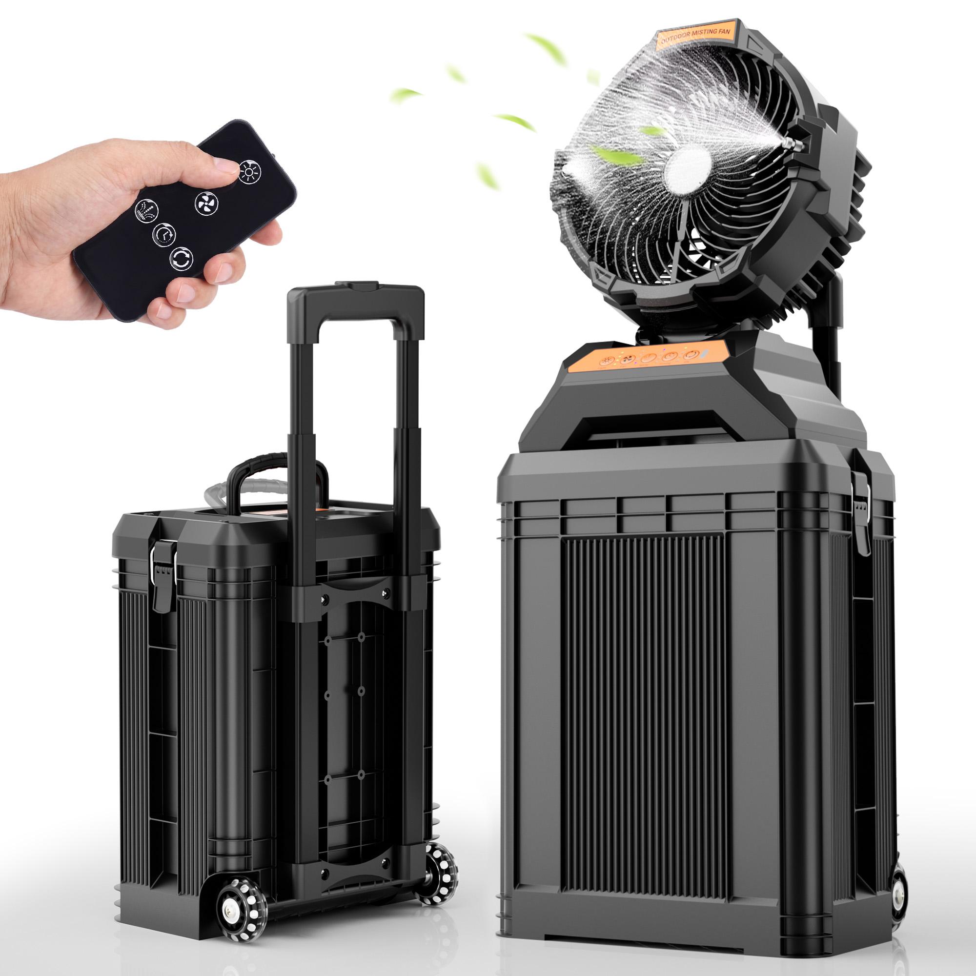 WESTTREE Portable Rechargeable Misting Fan - 4 Gal Large Water Tank, Retractable Handle, Oscillating Cooling Mister Fan for Camping, Patio, Outdoor Use waist campingessentials activity
