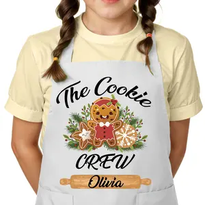 Custom Kids Christmas Apron for Kitchen with Name - The Cookie Crew
