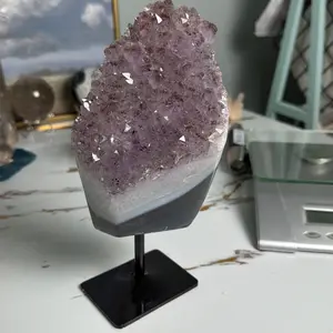 Amethyst with blue/gray agate statement piece