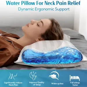 Innovator Water Pillow, Queen Size (28L x 20W), 100% Egyptian Cotton 500TC, Ultra Soft, Machine Washable, Neck Pain Relief, Sleep Enhancement