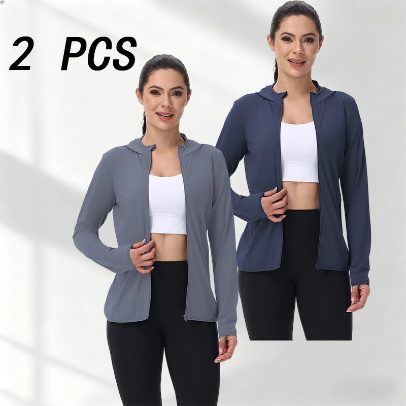 Women's 2-Pack Ultralight Long-Sleeve Sun-Proof Sports Jackets, Hooded, 4-Way Stretch, Breathable, Cool, Multi-Color, Ideal for Hiking & Fishing, Item No. SummerVibes, Sun-Proof Women's Sports Jacket, Ultralight Women's Sports Jacket