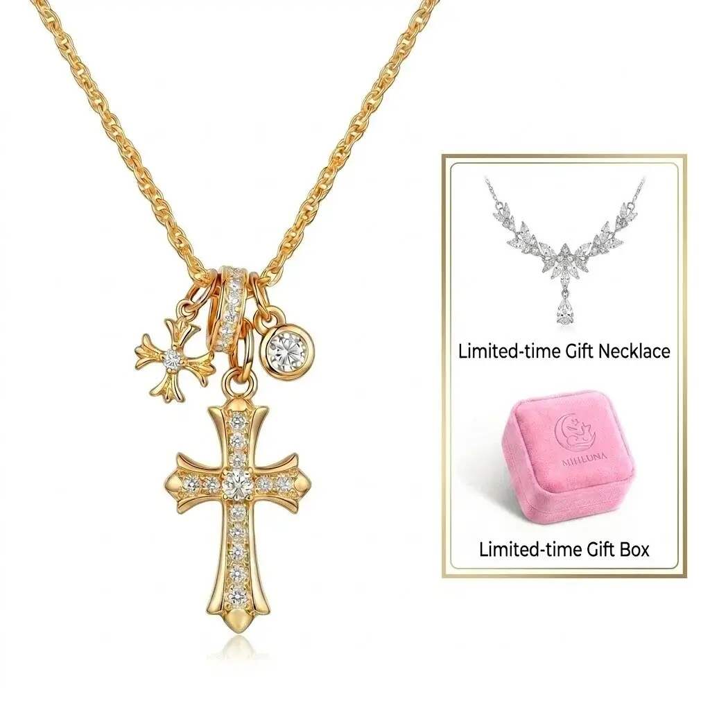 BUY 1 GET 3 - Cross Necklace for Women - Dainty Layered Sparkly CZ Pave Pendant, Y2K  Non Tarnish Necklace Stack Jewelry, Gifts for Girlfriend Her MIULUNA