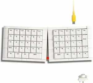 KBDcraft 07Israfel 56-Key Ortho Ergo-Split Low-Profile Mechanical Keyboard, Lego-Compatible Case, Wired, Linear Switch, Gasket Mount, Hot-Swappable, RGB, QMK, Vial for Win/Mac, White