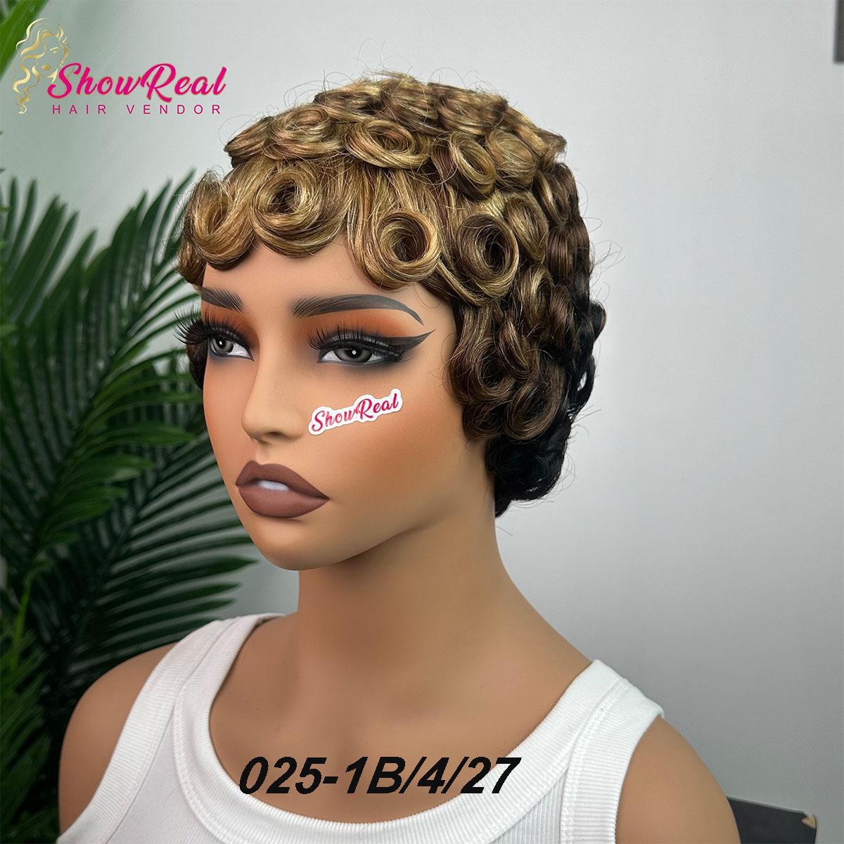 ShowReal 025 Chioma Wig Short Pixie Cut Wig Pin Curls Black Mommy Wig Curly Bomb #99J #1B/30 #4 #1B/4/27 #4/30/4 Colorful Brizalian Virgin Human Hair Style Wigs For Black Women ShowReal 025 Chioma Wig Short Pixie Cut Wig Pin Curls Black Mommy Wig Curly Bomb #99J #1B/30 #4 #1B/4/27 #4/30/4 Colorful Brizalian Virgin Human Hair Style Wigs For Black Women