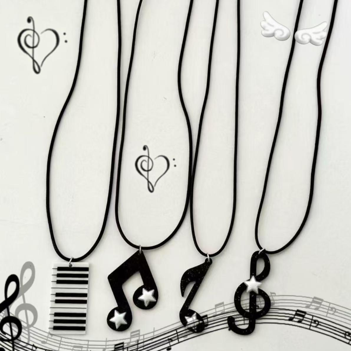 Y2K Sweet Girl Star Music Note Necklace Piano Melody Choker Cute Aesthetic Jewelry for Fans of Y2K Fashion and Music Lovers