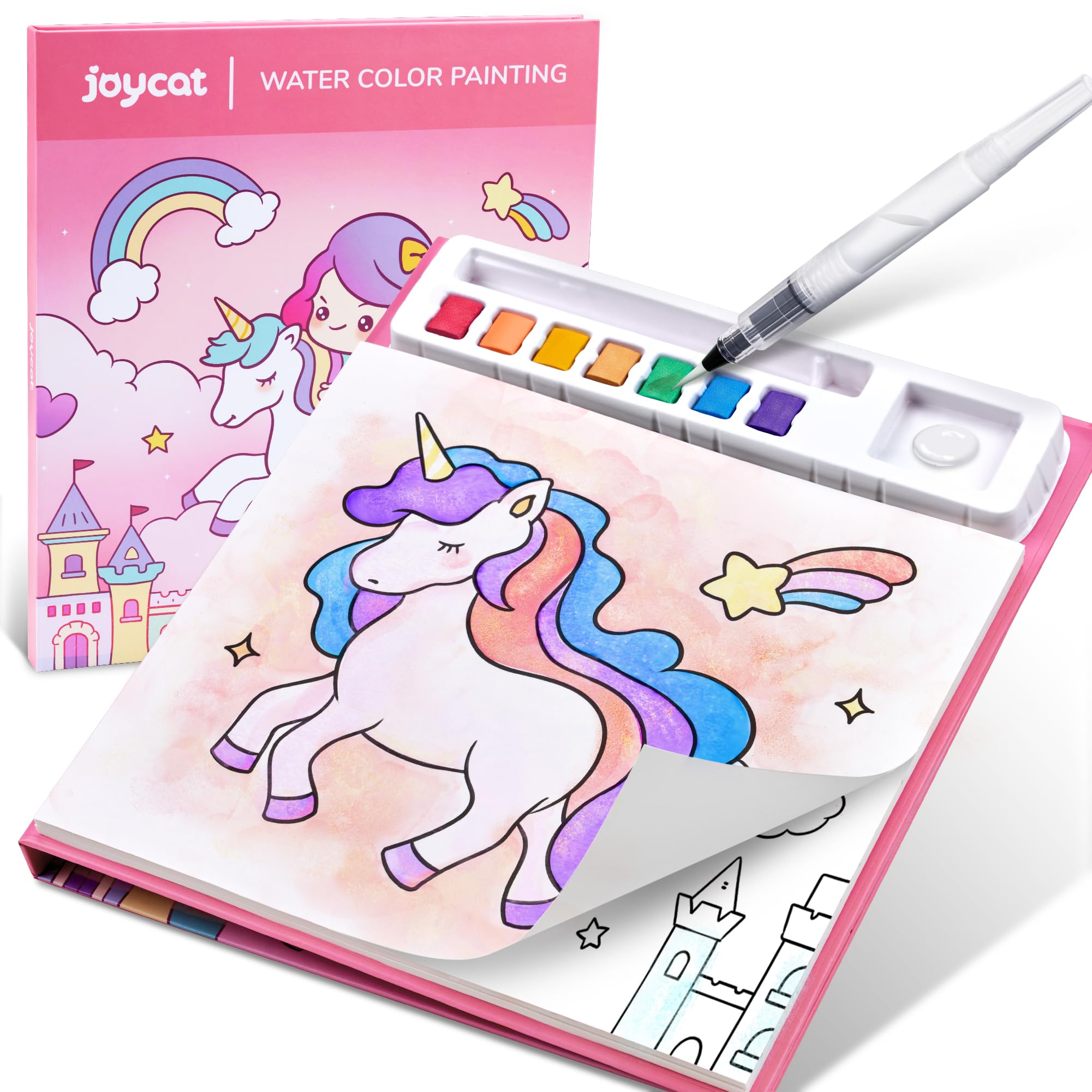Watercolor Painting Sets for Kids Ages 3-5 4-8 Magical Pony Theme 3-in-1 Paint Brush Coloring Book Set for Boys Girls Educational Fun Toy Birthday Gift