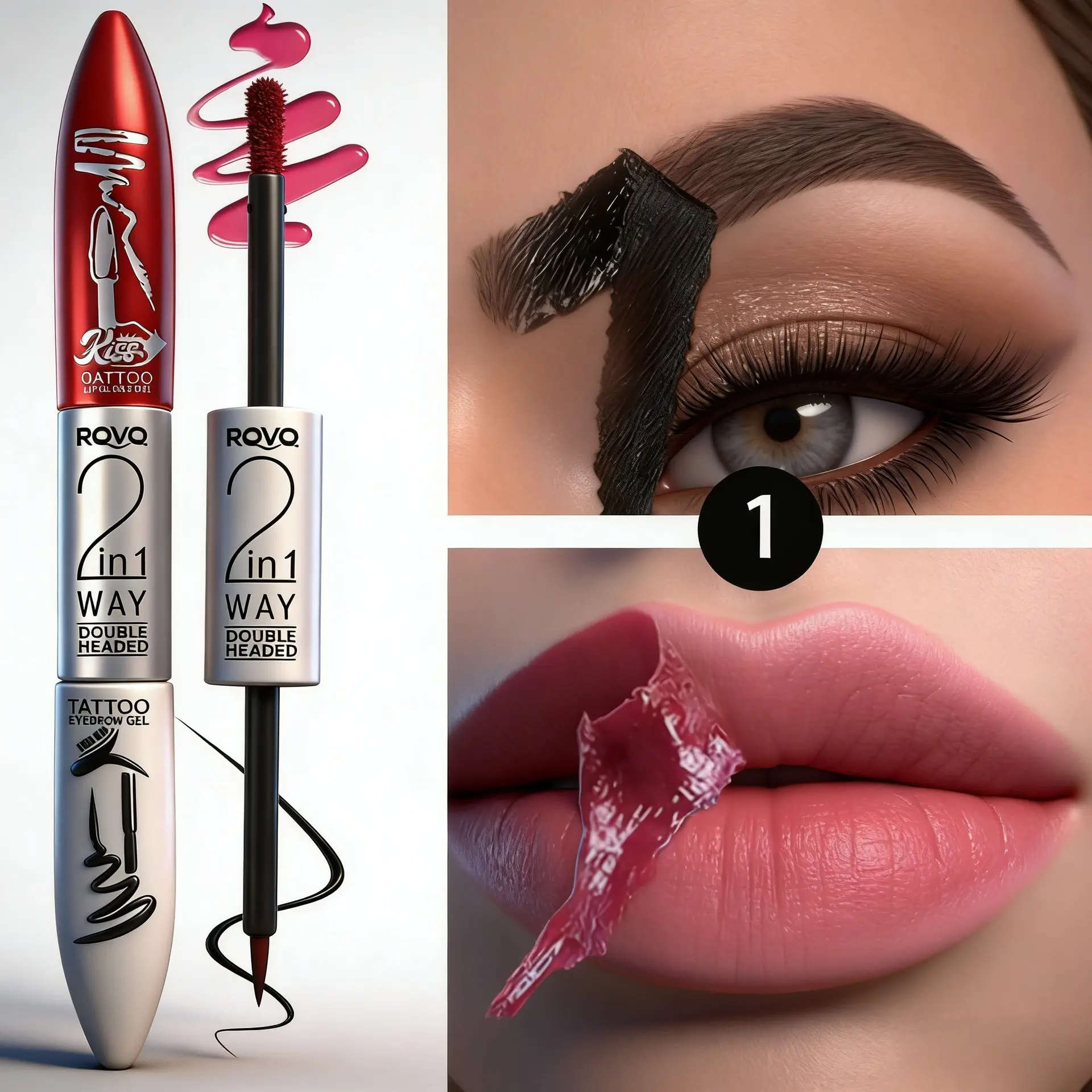 Peel-off lip gloss and peel-off brow gel 2-in-1 dual-effect product, waterproof and sweatproof, long-lasting and transfer-free. A perfect Valentine's Day gift or women's gift.