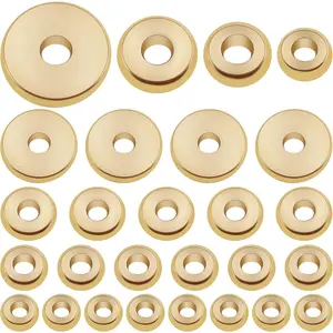 80pcs Brass Flat Round Spacer Beads Hypoallergenic Tiny Disc Loose Charm Beads Accessories for DIY Bracelet Necklace Jewelry Making Supplies, 4mm/5mm/6mm/8mm