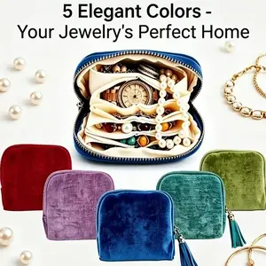 Aesthetic Velvet Travel Jewelry Case - 6-Layer Anti-Tangle Organizer Pouch with Tassel Zipper - Cute Mini Storage for Rings & Necklaces - TikTok Travel Must Have & Gift for Her fashion classic