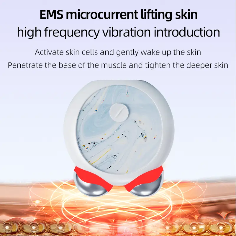 Bear EMS Facial Beauty Device - Mini Plastic-Body USB Rechargeable Skin Care Tool with 2 Lights, High-Frequency Vibration, Touch Sensor for Face/Eyes Serum Import, Daily Gentle Relaxing Care